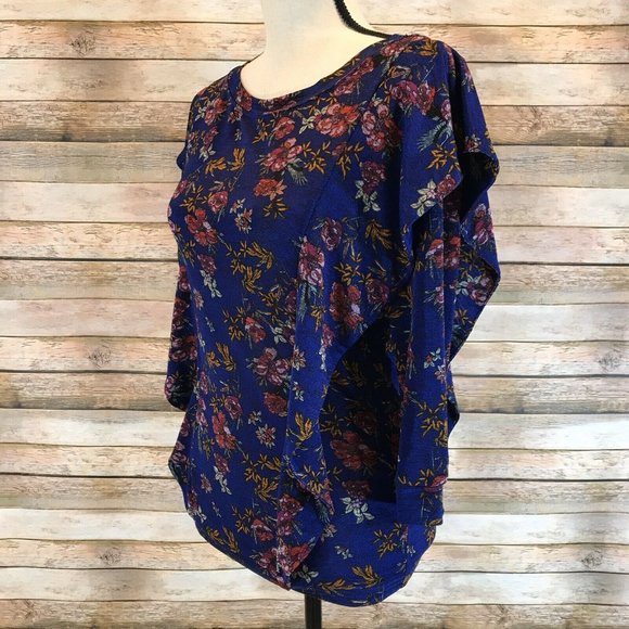 Free People Floral Dock Street Ruffle Shoulder Top - Picture 4 of 7
